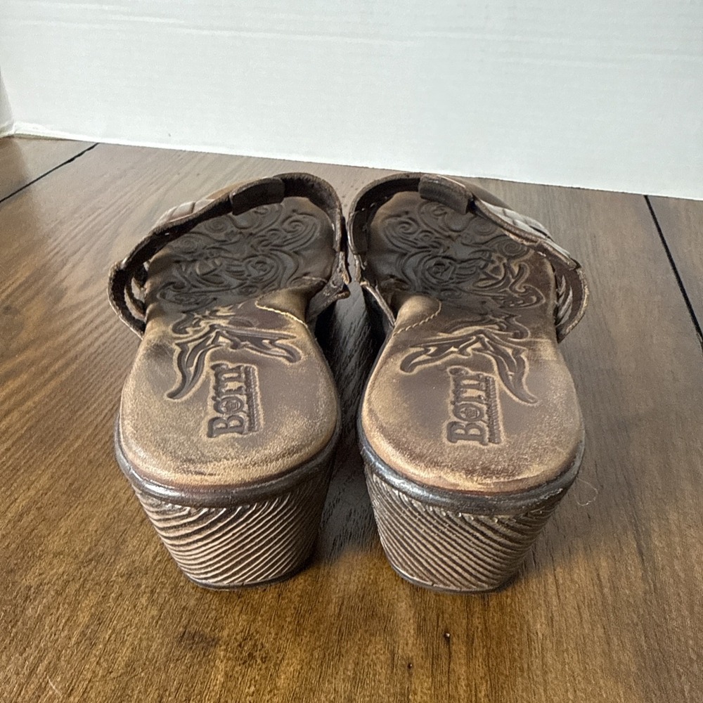 Born LOLO Slide Sandals Brown Distressed Leather Slip-on B89426 US Size 7 EUC - Picture 3 of 8